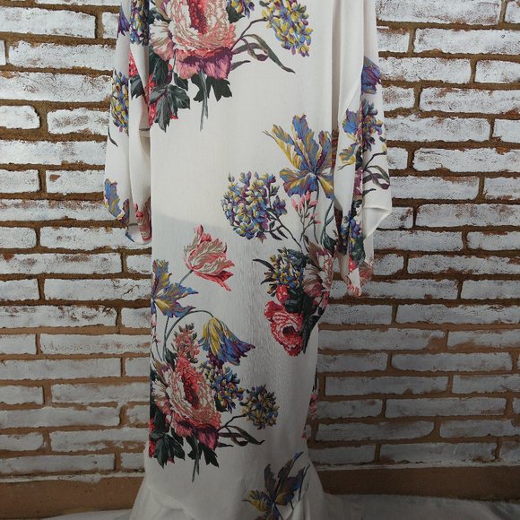 Open Front Caftan Duster Size S/M Floral Print - Picture 4 of 9